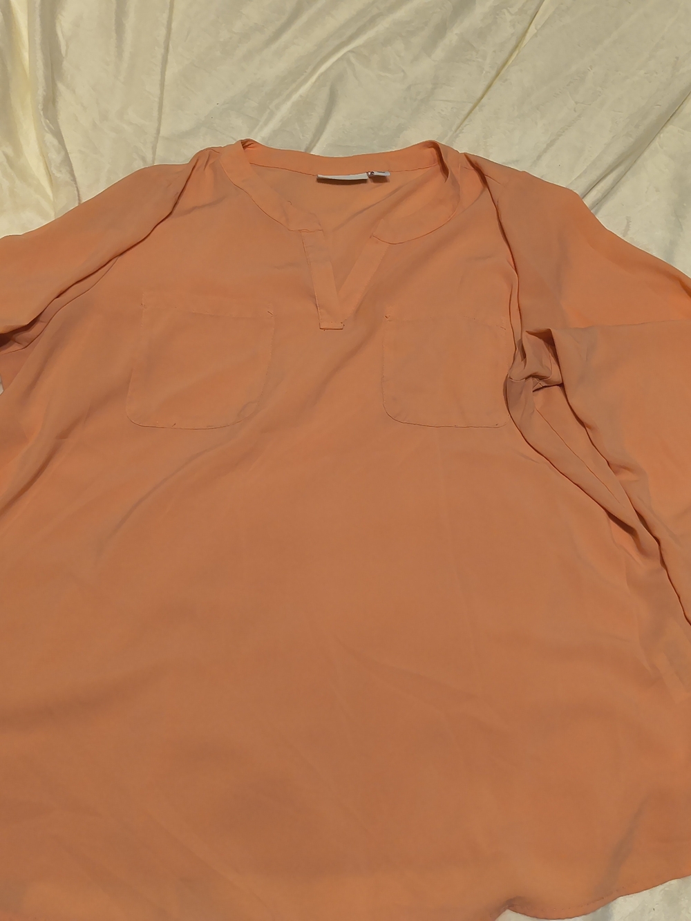 Susan Graver Peach Long Sleeve Pullover Blouse